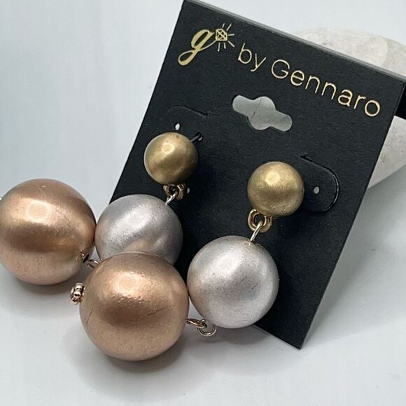 G by Gennaro Dangle Earrings Copper Silver Gold - Picture 5 of 5